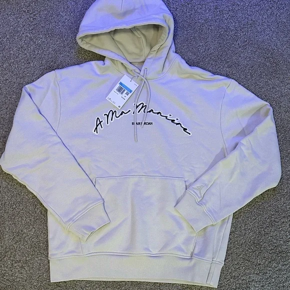 Jordan X A Ma Maniere Cream Hoodie with Black Logo - Picture 1 of 3